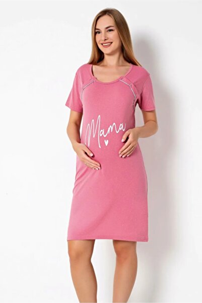 TOSKI Νυχτικό εγκυμοσύνης, κοντομάνικο, με σχέδιο μητέρας/μωρού
