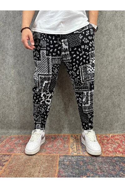 FıttingRoom Patterned Baggy Trousers with Elastic Waist