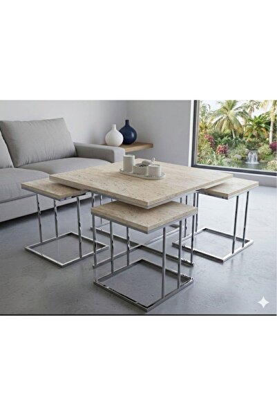 Nokta Sehpa Home RİO 4+1 GÜMÜŞ TRAVEREN 5Lİ ORTA SEHPA ZİGON SEHPA YAN SEHPA