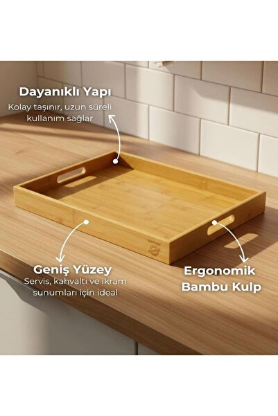Atölye SNG Bambu Büyük Boy Servis Tepsi
