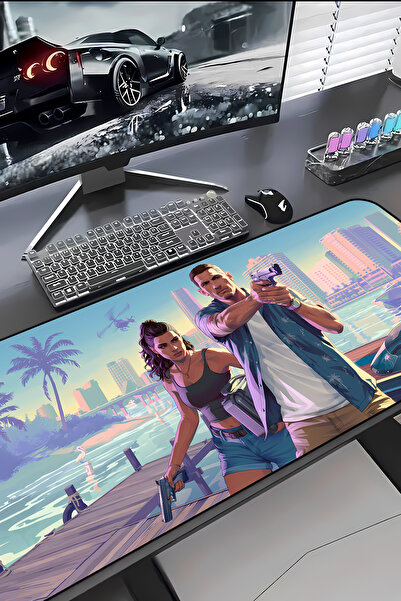 Charmbi Mousepad για gaming με θέμα GTA VI, 30x70, με αντιολισθητική βάση, με...