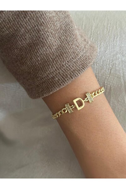 Gia Jewelry Harf Bileklik Gold Kişiye Özel Bileklik D HARF