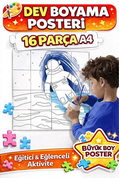 Organik Yolda Giant Coloring Poster Space Themed 16 Pieces A4 🚀   Children's...
