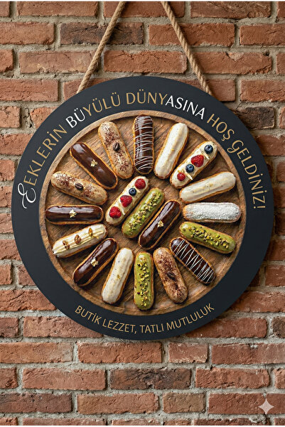 Mayeka Ekler Pasta Temalı Tatlıcılar Pastaneler Restoranlar İçin Ahşap Duvar ...