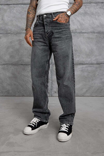 NOMARC Blugi largi gri, cu aspect uzat, tip MOB.