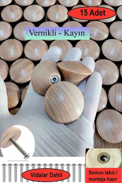 deepowls 15 Pieces of Wooden Tapered Handles 42mm in Diameter Natural Beech W...