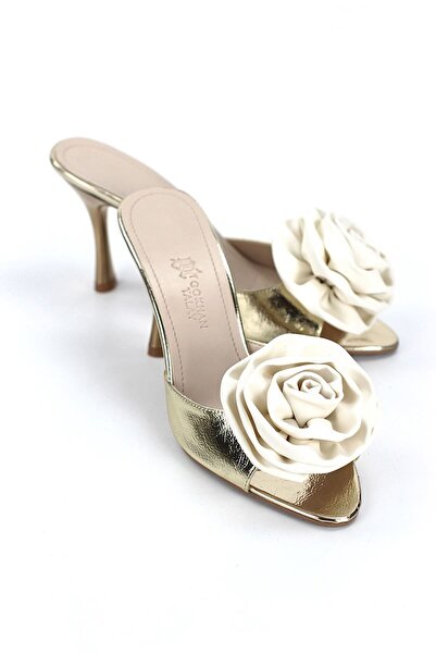 Gökhan Talay Rodeya Flexible Soft Non-Slip Sole (8 cm) Gold Metallic Handmade...
