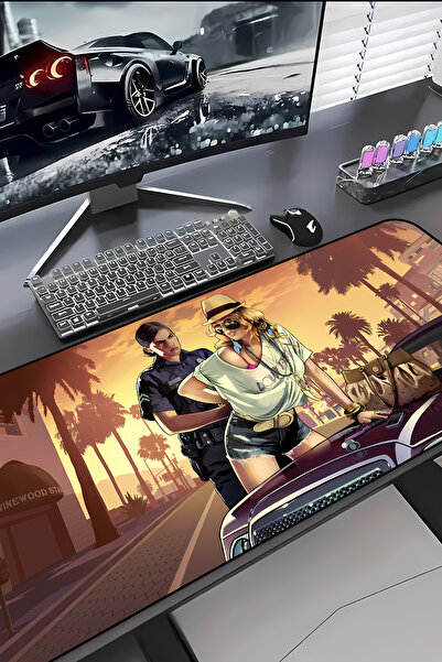 Charmbi GTA V Θεματικό Mouse Pad Gaming 30x70 XXL, Μεγάλο Χαλάκι Γραφείου, Αν...