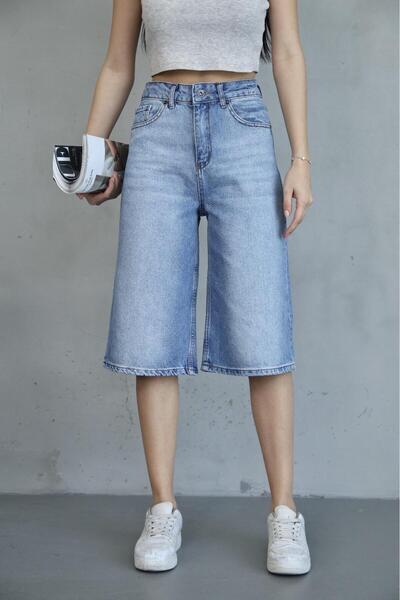 Fro line Women's Light Blue Color 34_2 Maxi Length Loose Cut 100% Koton Denim...