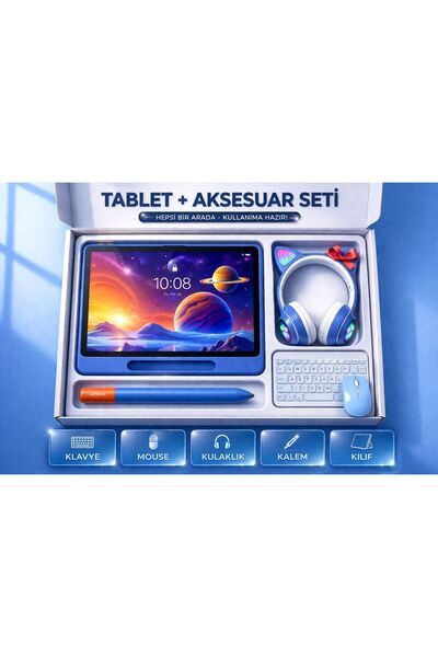 LENOVO Tab Kids 4/128GB 10.1 inç WUXGA Tablet + Kılıf + Kalem+kulaklık+klavye...