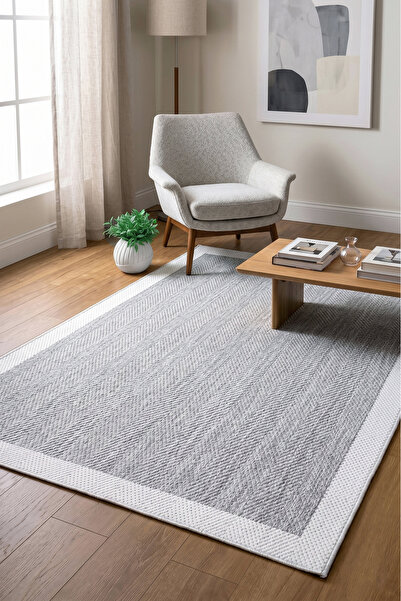 MELARİS HALI Yeni Nesil Çerçeveli Sisal Yumuşak Dokuma Kilim Kaymaz Pamuk Tab...