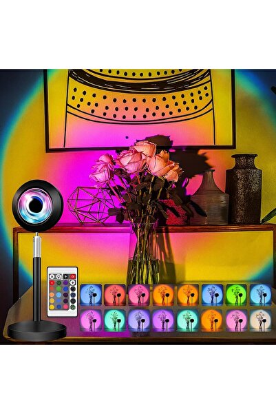 E&D Collection RGB Sunset Gün Batımı Projektör, 16 Renk Modlu, LED Ambiyans I...
