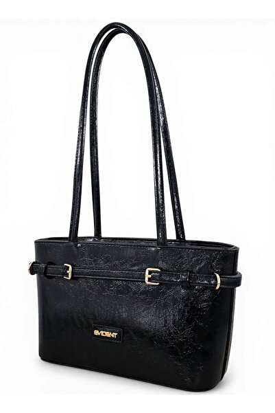 H&D COLLECTİON Μαύρη γυαλιστερή ζώνη με λεπτομέρεια κουβά, μοντέλο γυναικεία ...