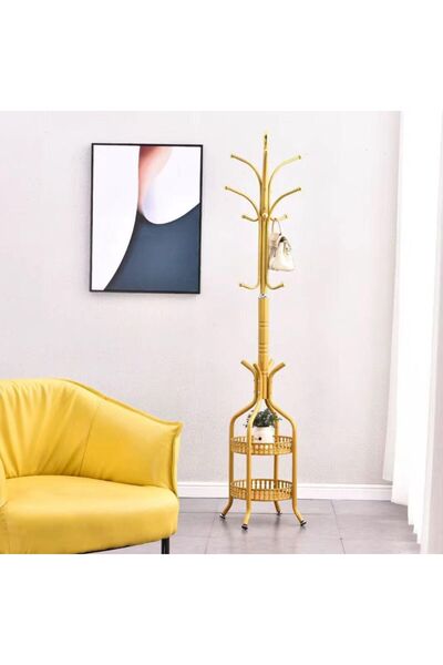 Good Μοντέρνα μεταλλική κρεμάστρα ρούχων με καλάθι αποθήκευσης για καπέλα και...