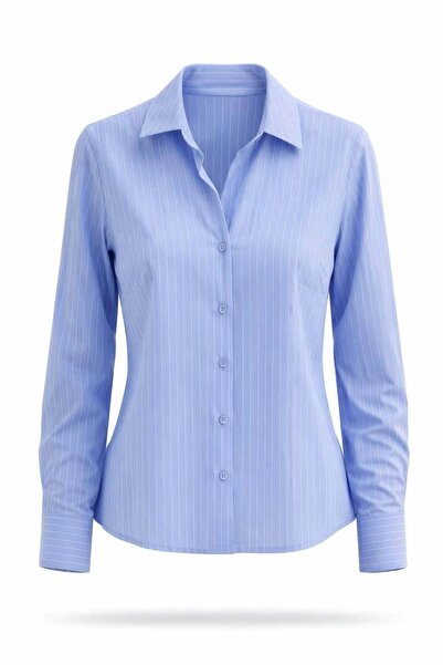 Miss Poem Γυναικείο πουκάμισο A.Mavi με ρίγες κλασικής εφαρμογής