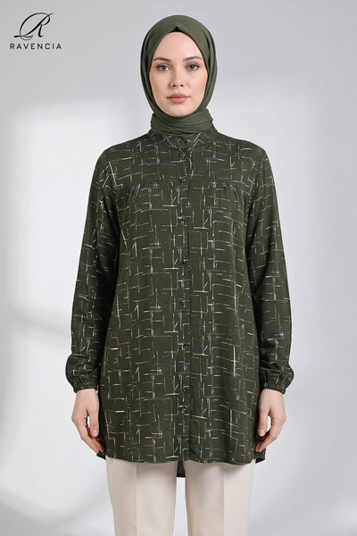 Ravencia Γυναικείο πουκάμισο τουνίκ με ριγέ σχέδιο και ριγέ γιακά