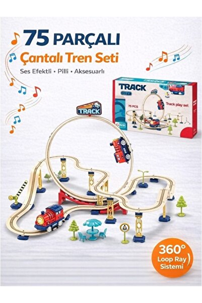 Oyunsal 75 Parça Büyük Boy Tren Seti - Sesli Pilli Aksesuarlı Çocuk Oyuncak T...