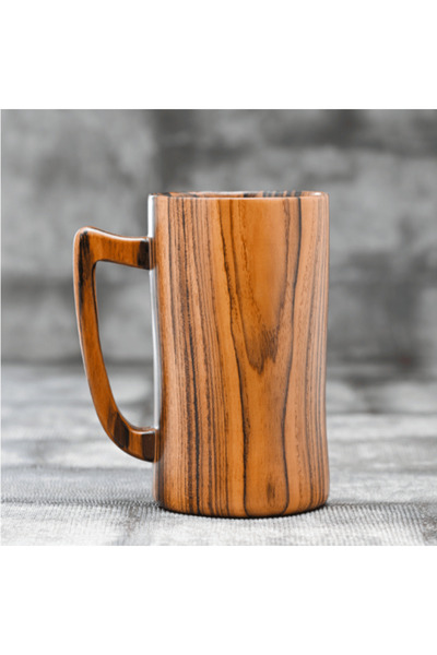 Genaric Natural Wooden Mug with Handle – Portable Rustic Tea, Coffee & Beer Cup