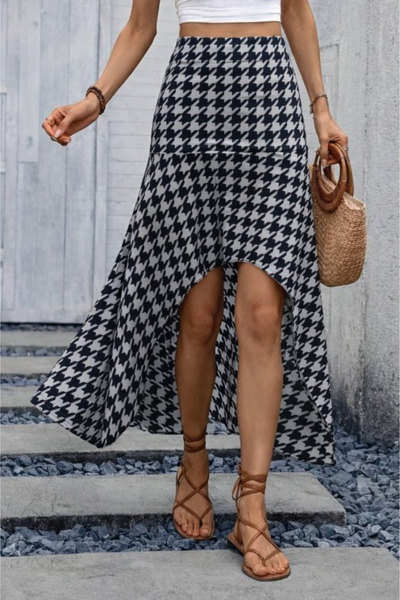 Modayakamoz Νέα σεζόν Γυναικεία φούστα με ψηλόμεσο σχέδιο, ασύμμετρη λεπτομέρ...