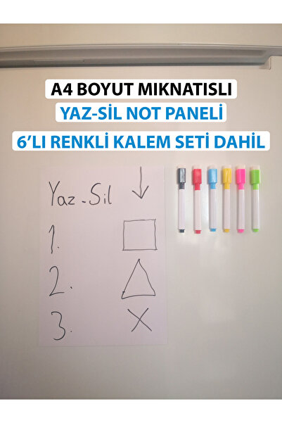 Tutunabilir Kağıt A4 Boyut Mıknatıslı Yaz-Sil Not Paneli – Buzdolabı İçin (6 ...