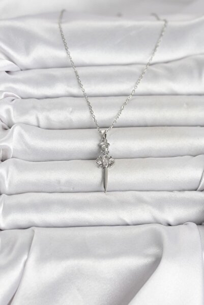 ForWhat Sword Style Women's Necklace with Silver Steel Chain for Elegant Necks