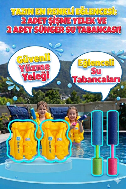 cayenna Çocuk Deniz & Havuz Eğlence Seti - 2 Adet Şişme Swim Vest Yelek + 2 A...