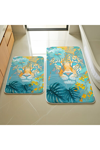GENELOEM Leopard Patterned 2-Piece Mat Set M212