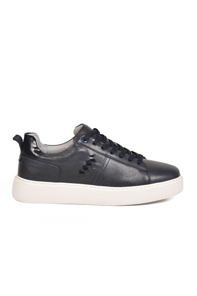 Aspor Navy Blue Genuine Leather Men's Casual Shoes