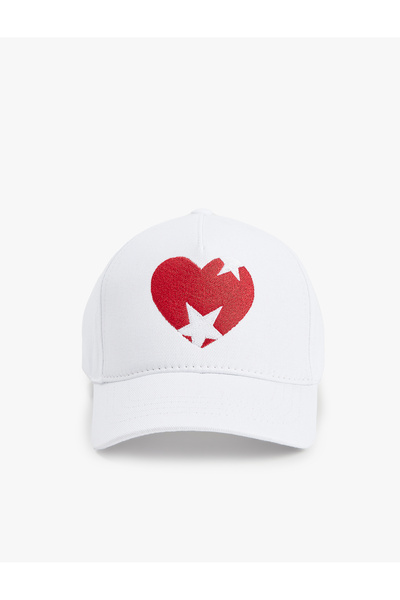 Koton Heart Embroidered Cotton Cap Hat