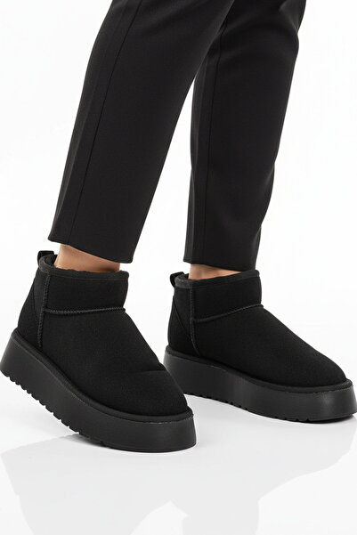 Aspor Black Fur Lined Women's Flat Boots