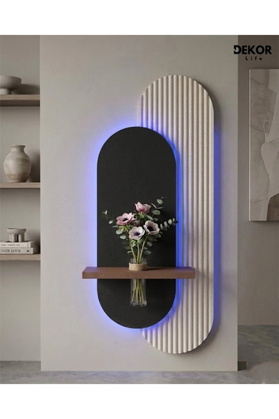 TAKIFİX Pilli LED’li 40×90 CM Oval Modern Ledli Duvar Tablosu | Dekoratif Pan...