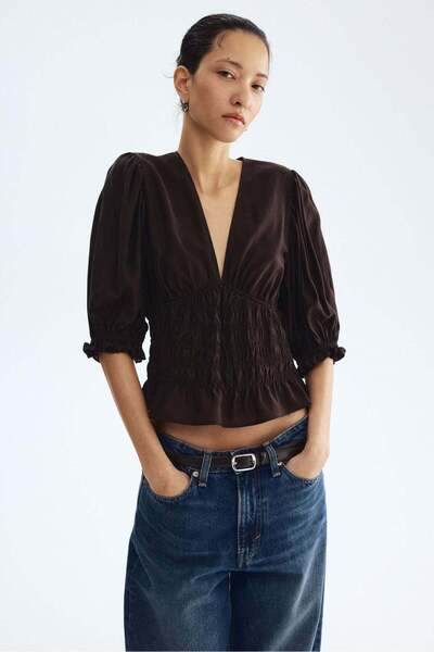 H&M Smocked-waist blouse
