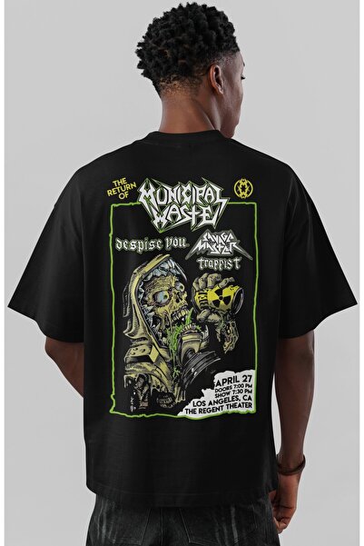 SEVBANO Tricou unisex supradimensionat cu imprimeu pe spate Municipal Waste R...