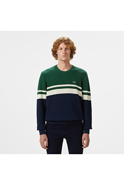 Lacoste Erkek Classic Fit Bisiklet Yaka Renk Bloklu Lacivert Kazak