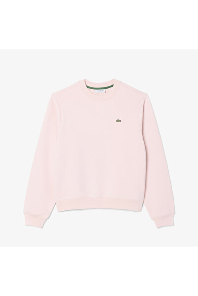 Lacoste Relaxed Fit Bisiklet Yaka Kadın Pembe Sweatshirt