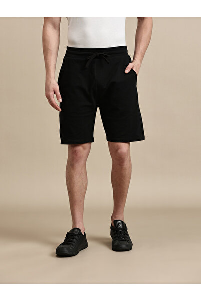 ECOLORE By Styli Men Black Plain Cotton Shorts with Drawstring