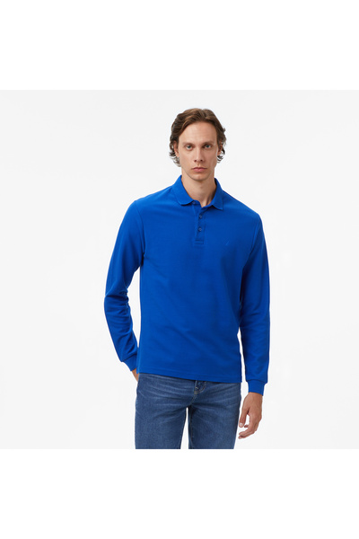Nautica Classic Fit Uzun Kollu Polo Yaka Erkek Mavi T-shirt