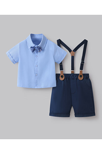 Mark & Mia Solid Short Sleeves Party Suit - Blue