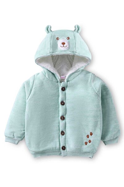 Babyhug Knit Full Sleeves Front Open Hooded Sweater With Bear Face & Ear Appl...