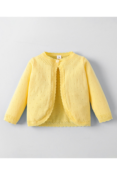 Mark & Mia Cotton Solid Full Sleeves Shrug - Yellow
