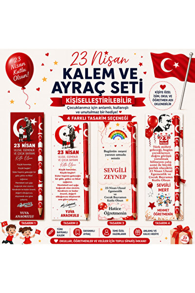 Foruga 10 Adet 23 Nisan Hediyelik Türk Bayraklı Kalem ve Kitap Ayracı