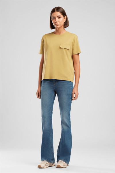 Lee Cooper Γυναικείο μπλουζάκι Tıpsy με στάμπα και λαιμόκοψη ποδηλάτου, πράσινο