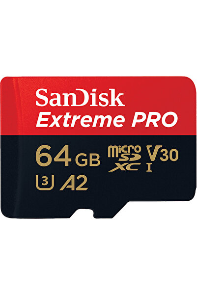 SanDisk Extreme Pro microSD UHS I Kart 64 GB 200 MB/s Okuma, 90 MB/s Yazma Mi...