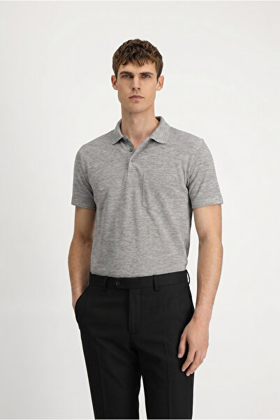 Kiğılı Regular Fit Cotton Embroidered Pocket Polo Neck T-Shirt