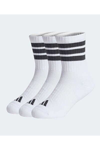 adidas Pack of 3 Stripes Cushioned Sportswear Crew Socks - White