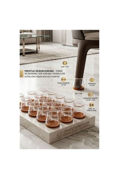 Marsilyan Σετ 24 τεμαχίων προστατευτικών ποδιών καρέκλας με διάφανη βάση από ...