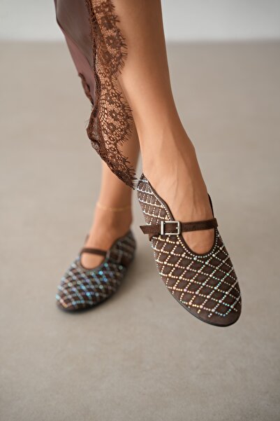 selin shoes Γυναικείες μπαλαρίνες Lusira με λεπτομέρεια από λαμπερές πέτρες σ...