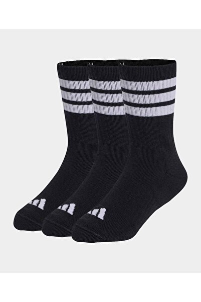 adidas Pack of 3 Stripes Cushioned Sportswear Crew Socks - Black