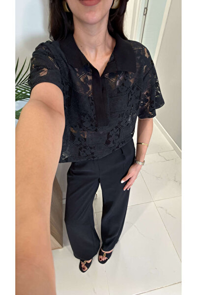 BİRCANÇİL Μπλούζα Wudry με μαύρη δαντέλα και λεπτομέρειες