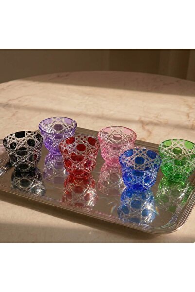 i love home glass Kristal Kahve Yanı İkramlık ve Lokumluk 6'li Set